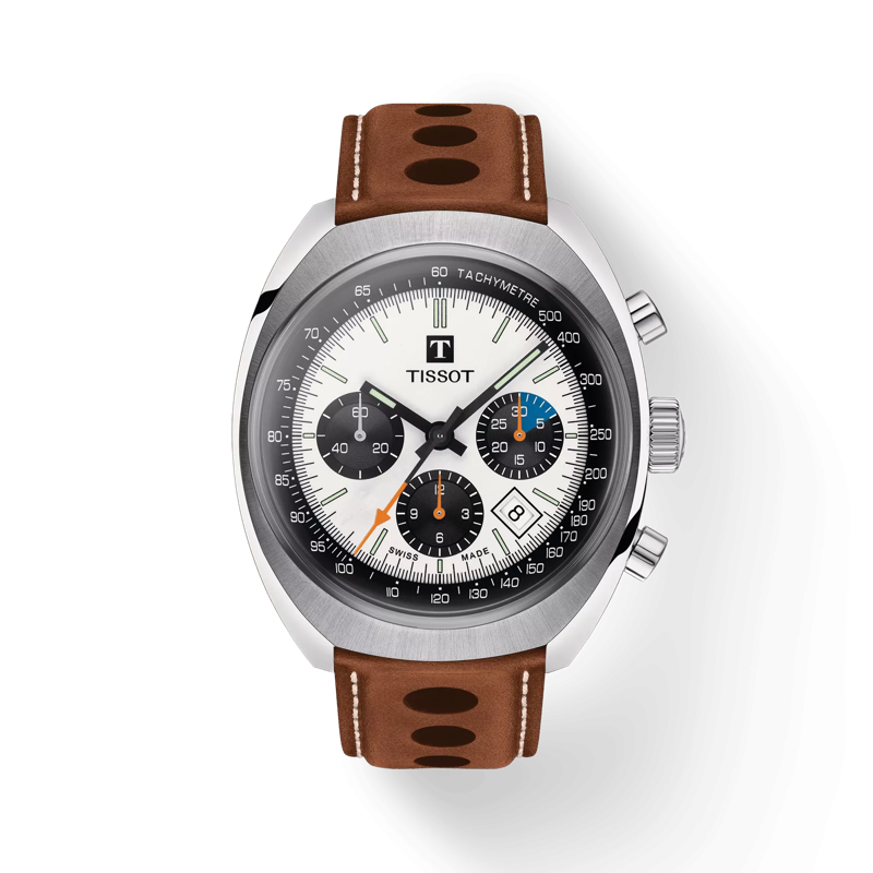 Montre Homme Tissot Heritage chronographe blanc bracelet cuir - Réf. T1244271603101