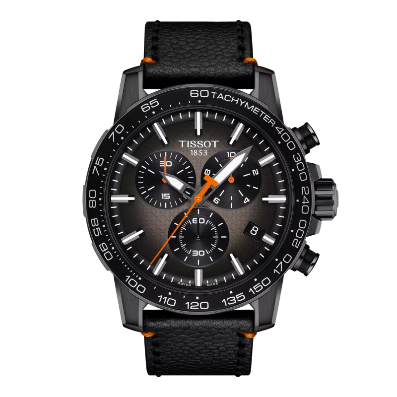 Montre Homme Tissot Super Sport noir bracelet cuir - Réf. T1256173608100
