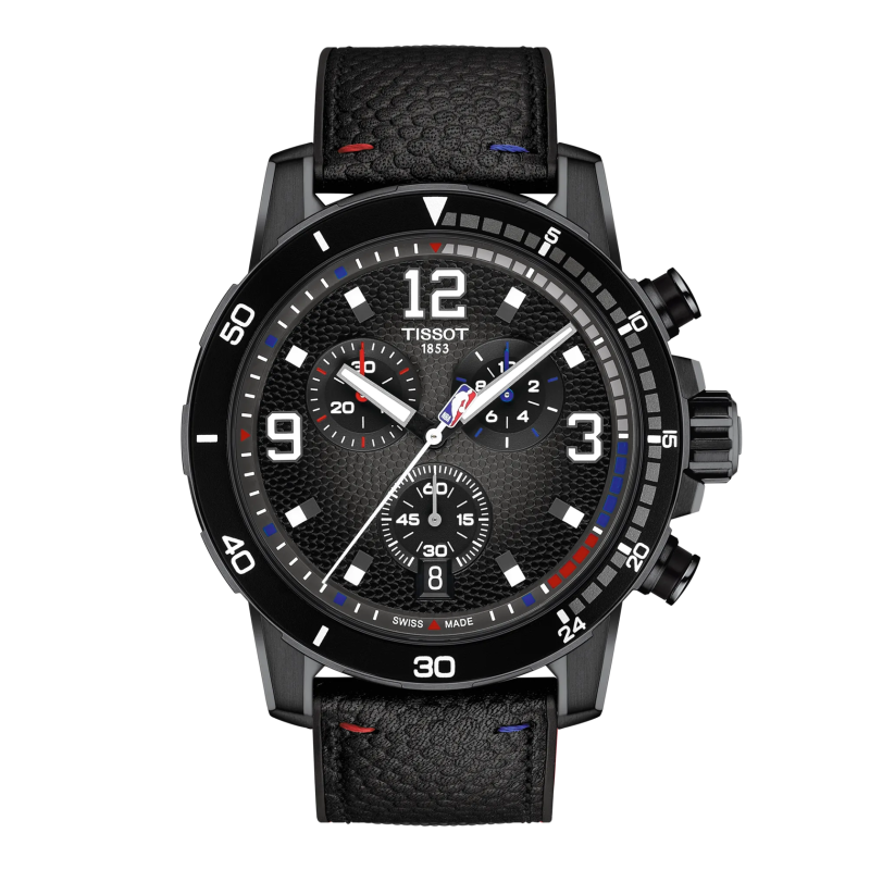 Montre Homme Tissot Supersport NBA noir bracelet cuir - Réf. T1256173706700