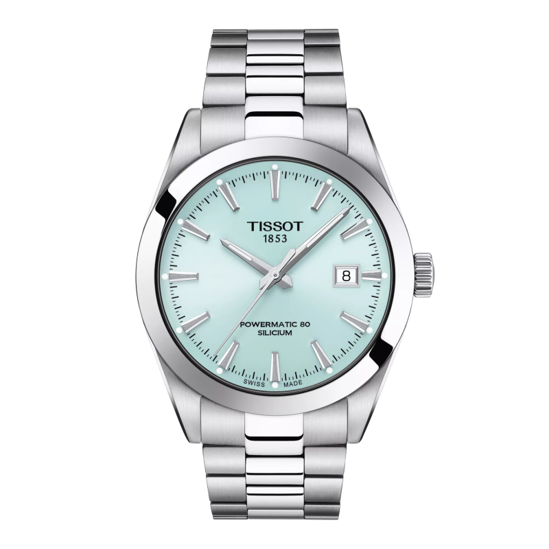 Montre Homme Tissot Gtleman bleu clair bracelet acier - Réf. T1274071135100