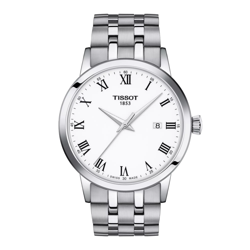 Montre Homme Tissot Classic Dream blanc bracelet acier - Réf. T1294101101300
