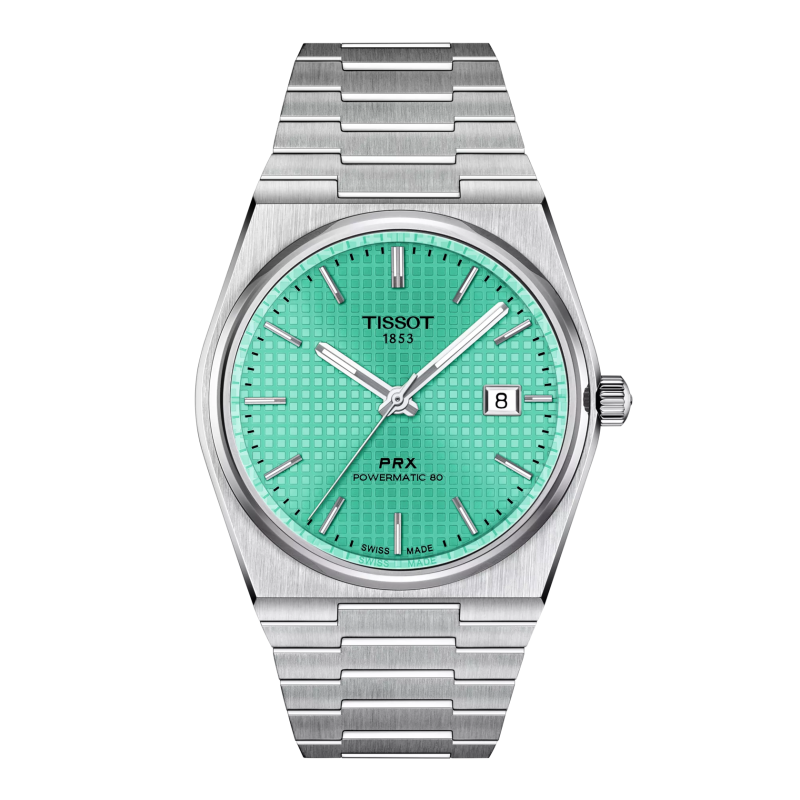 Montre Homme Tissot PRX automatique vert mthe bracelet acier - Réf. T1374071109101