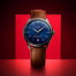 Montre Homme Tissot Chemin des Tourelles automatique bleu bracelet cuir brun - Réf. T1394071604100