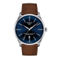 Montre Homme Tissot Chemin des Tourelles automatique bleu bracelet cuir brun - Réf. T1394071604100