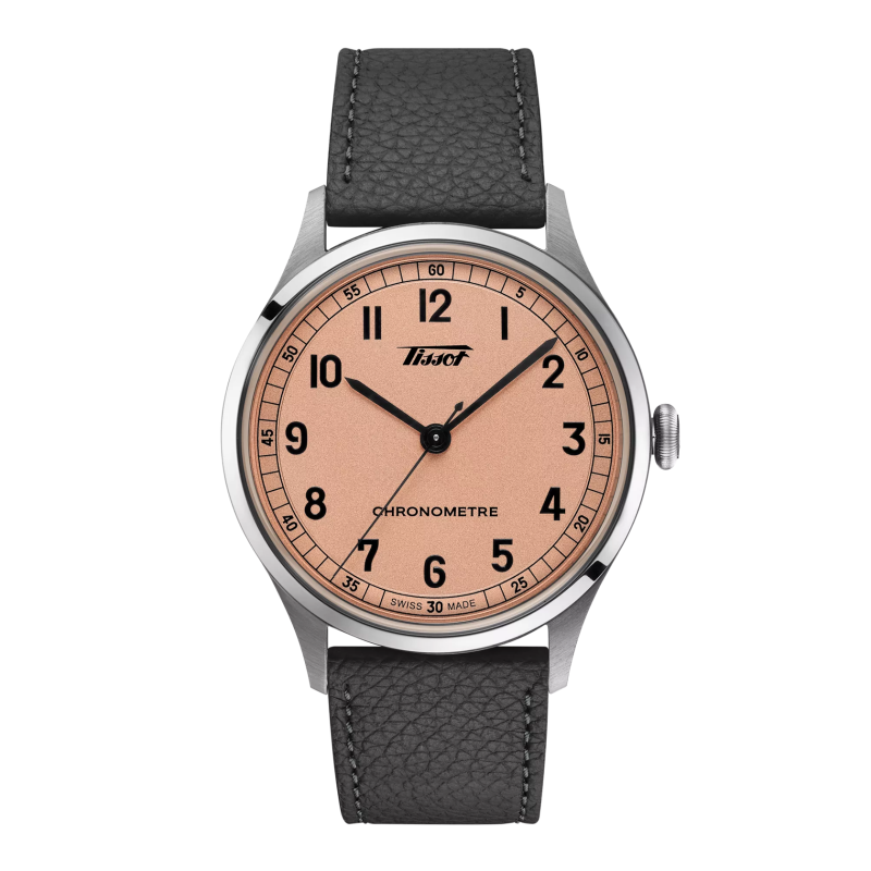 Montre Homme Tissot T-Télémètre Heritage 1938 rose champagne bracelet cuir - Réf. T1424641633200