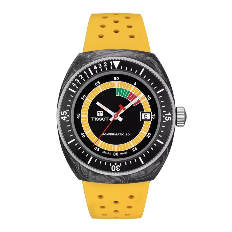 Montre Homme Tissot Sideral Powermatic 80 noir bracelet silicone - Réf. T1454079705700