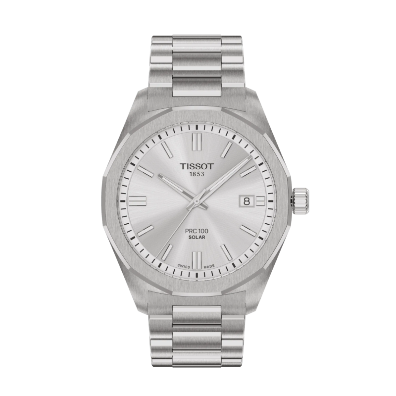 Montre Homme Tissot PR100 Lightmaster Solar argenté bracelet acier - Réf. T1514221103100