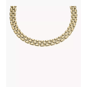 Fossil - Collier liens acier doré - Ref JF04783710