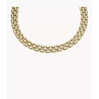 Fossil - Collier liens acier doré - Ref JF04783710