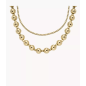 Fossil - Collier double rang chaîne acier doré - Ref JA7248710