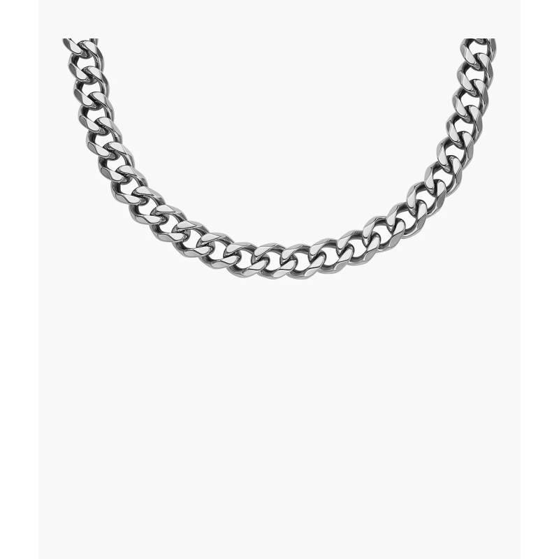 Fossil - Collier chaine acier blanc - Ref JF04614040