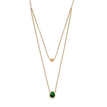 Skagen - Collier double rang acier doré - Ref SKJ1855710