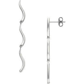 Skagen - Boucles d'oreilles Pendantes vagues acier argenté - Ref SKJ1792040