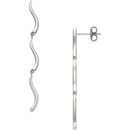 Skagen - Boucles d'oreilles Pendantes vagues acier argenté - Ref SKJ1792040